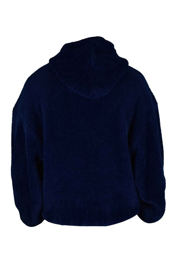 Balenciaga Navy Blue Corduroy Hooded Sweatshirt