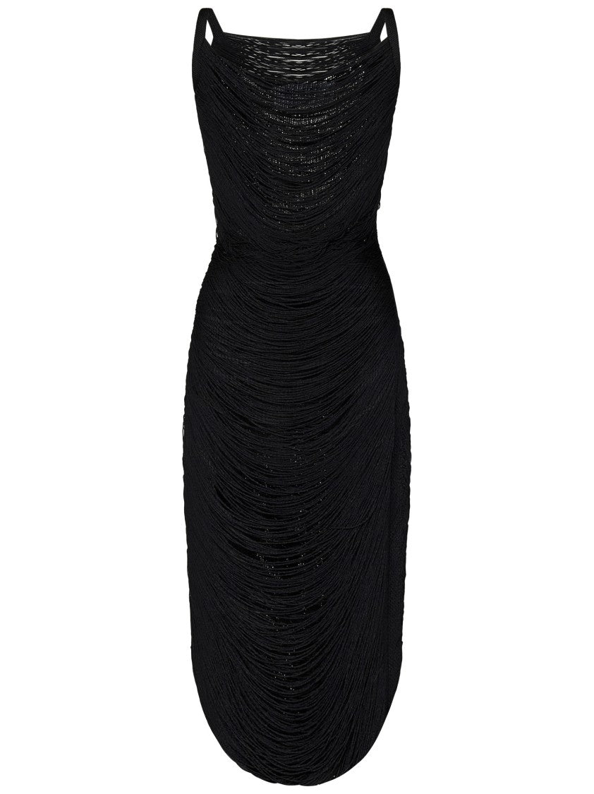 The Attico Fringed Viscose Blend Knit Midi Dress