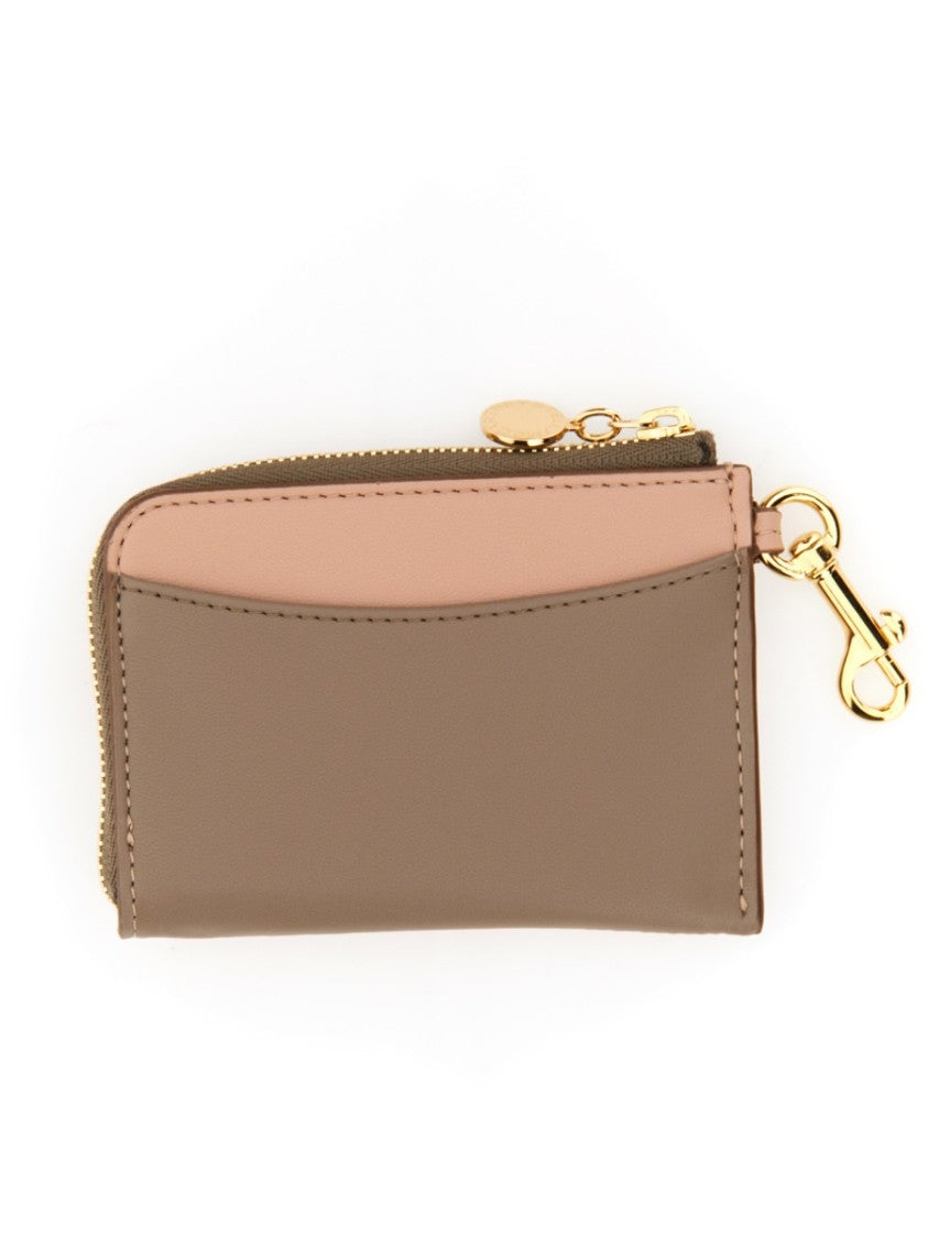 Stella Mccartney Compact Wallet With Perforated Logo And Zip Closure