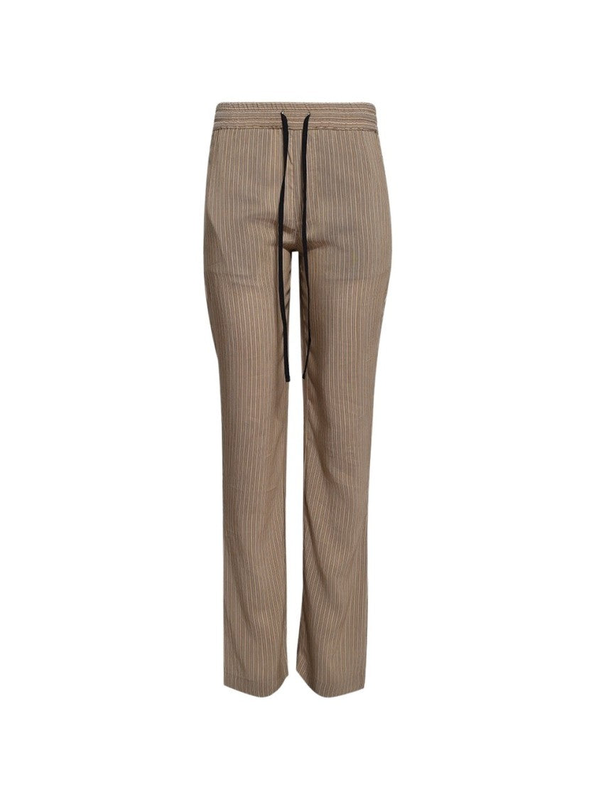 Victoria Beckham Pleat Detail Pyjama Trouser Tobacco And Midnight