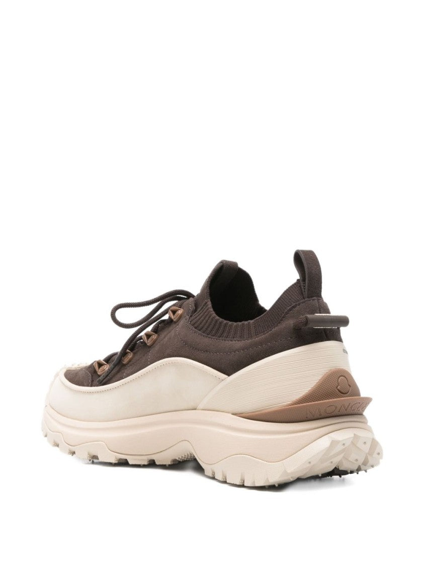 Moncler Beige Vitello Leather Sneakers With Sole
