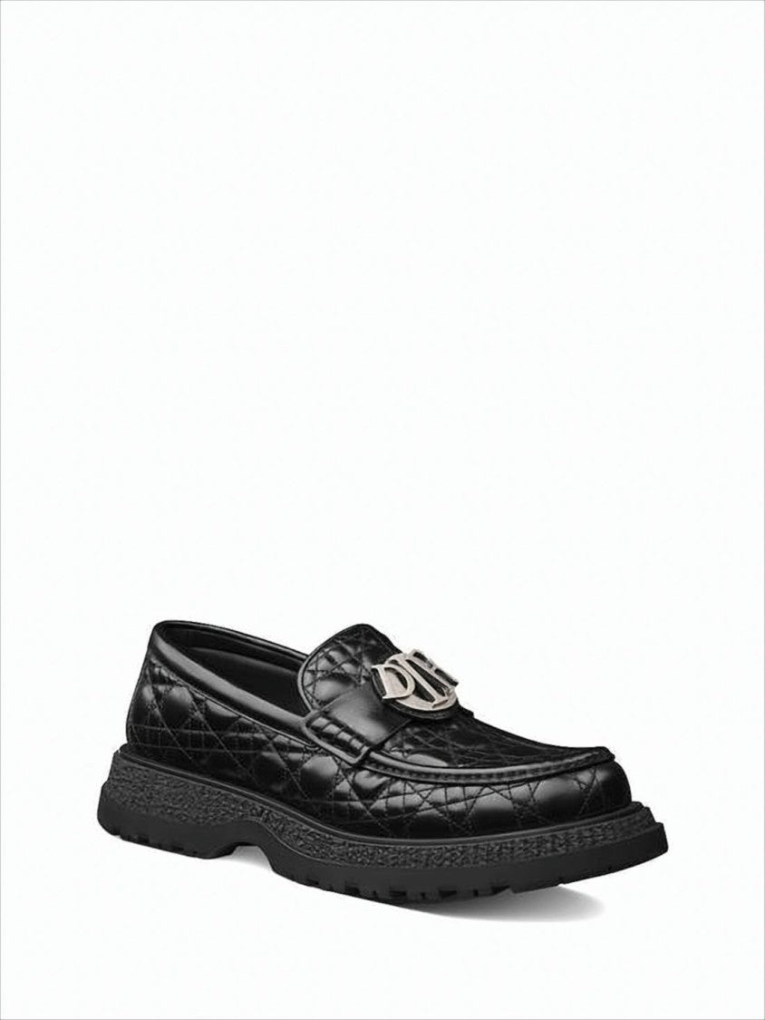 Christian Dior Quilted Black Buffalo Leather Loafers