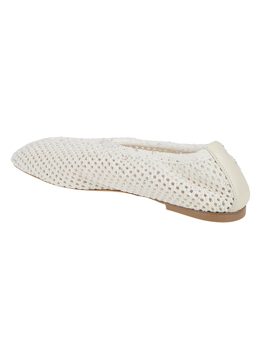 Fabiana Filippi Delicate Mesh Knit Flats With Sequin Embellishments