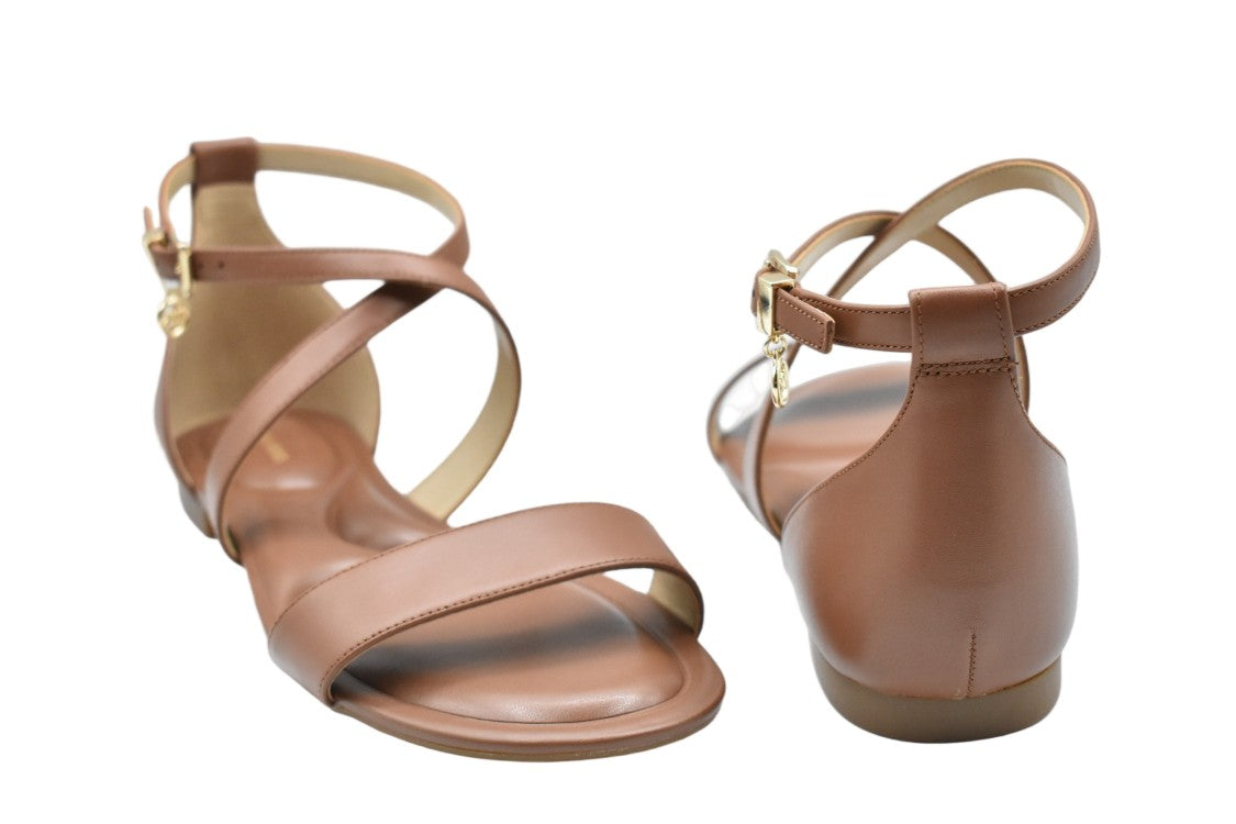 Michael Kors Blue Alexa Soft Leather Crossed Sandals