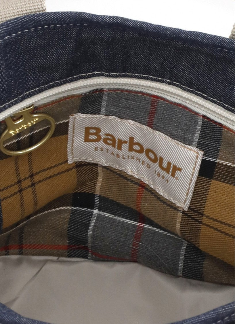 Barbour Mini Mya Denim Tote Bag With Embroidered Logo