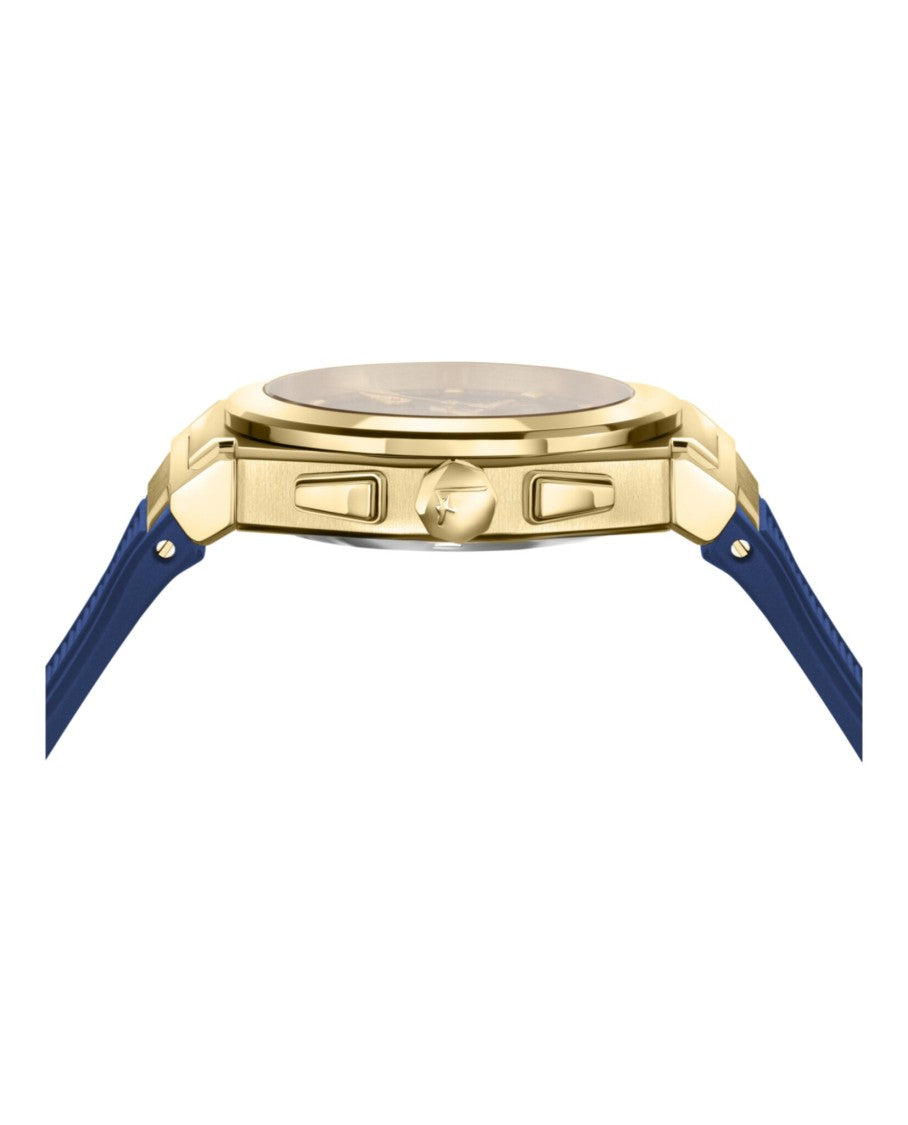 Ferragamo Vega Chrono Silicone Watch With Blue Guilloche Dial