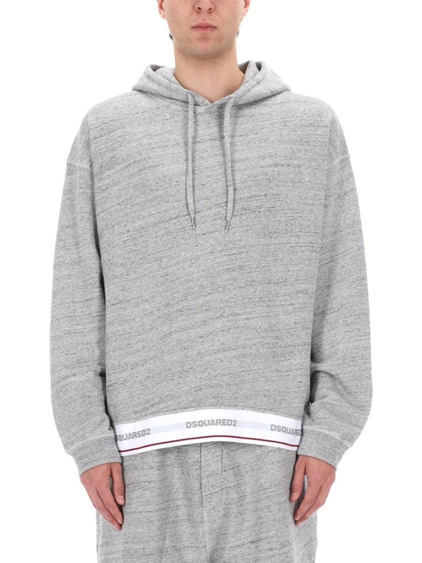 Dsquared2 Cotton Logo Band Hem Hoodie