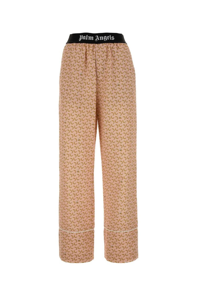 Palm Angels Printed Linen Blend Wide-Leg Pant