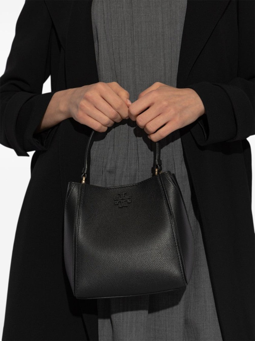 Tory Burch Structured Black Calf Leather Tote