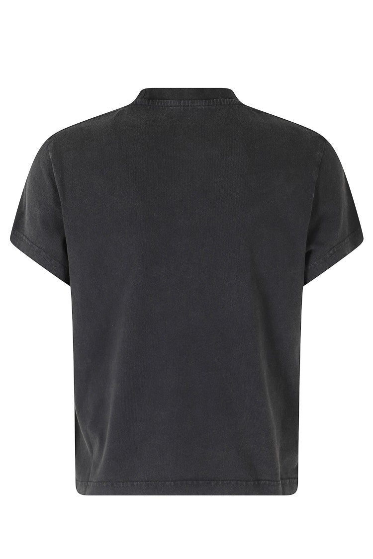 Alexander Wang Black Shrunken Front Logo Short Sleeve Cotton T-Shirt