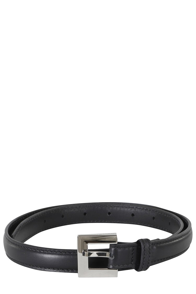 Anine Bing Black Nicola Silver-Buckle Leather Belt