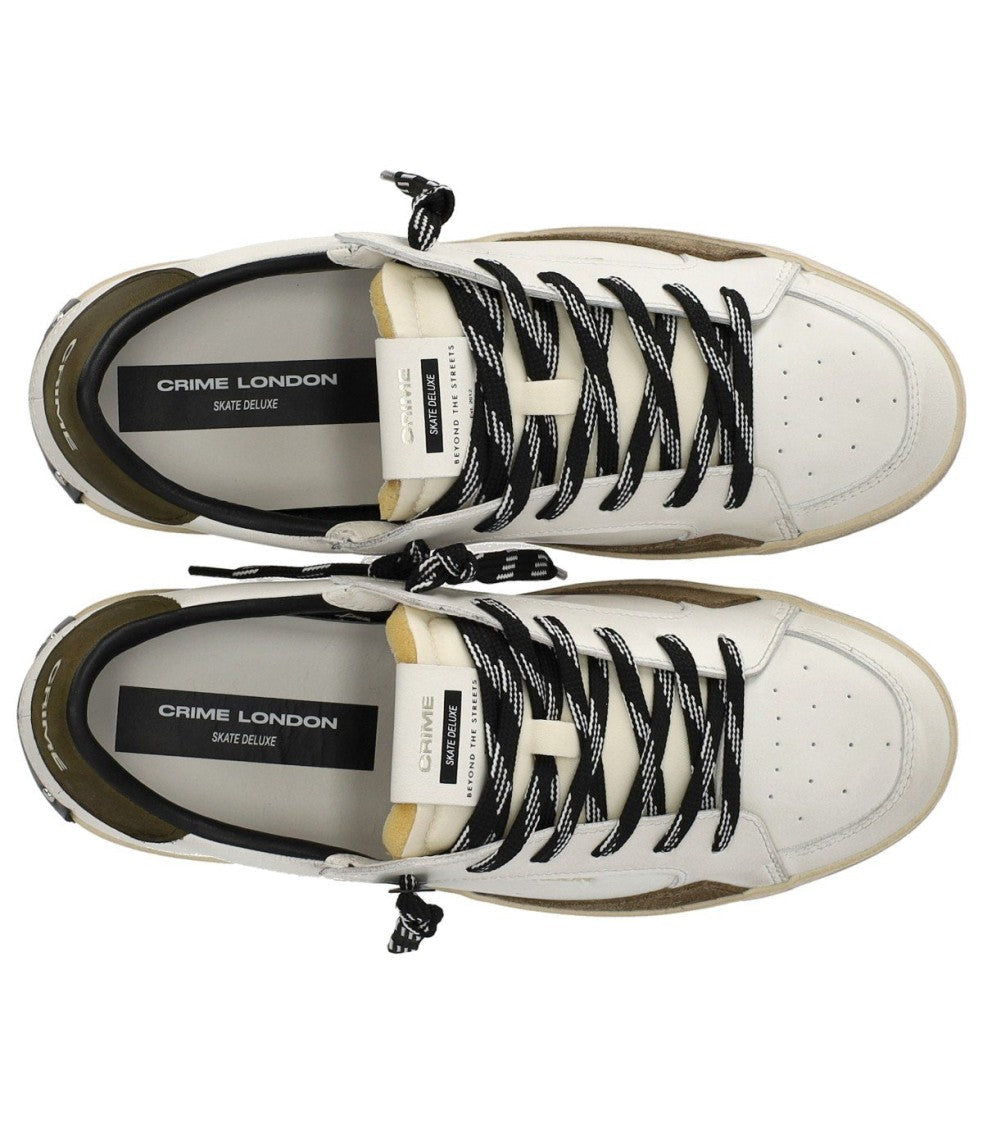 Crime London Sk8 Deluxe White Military Sneaker