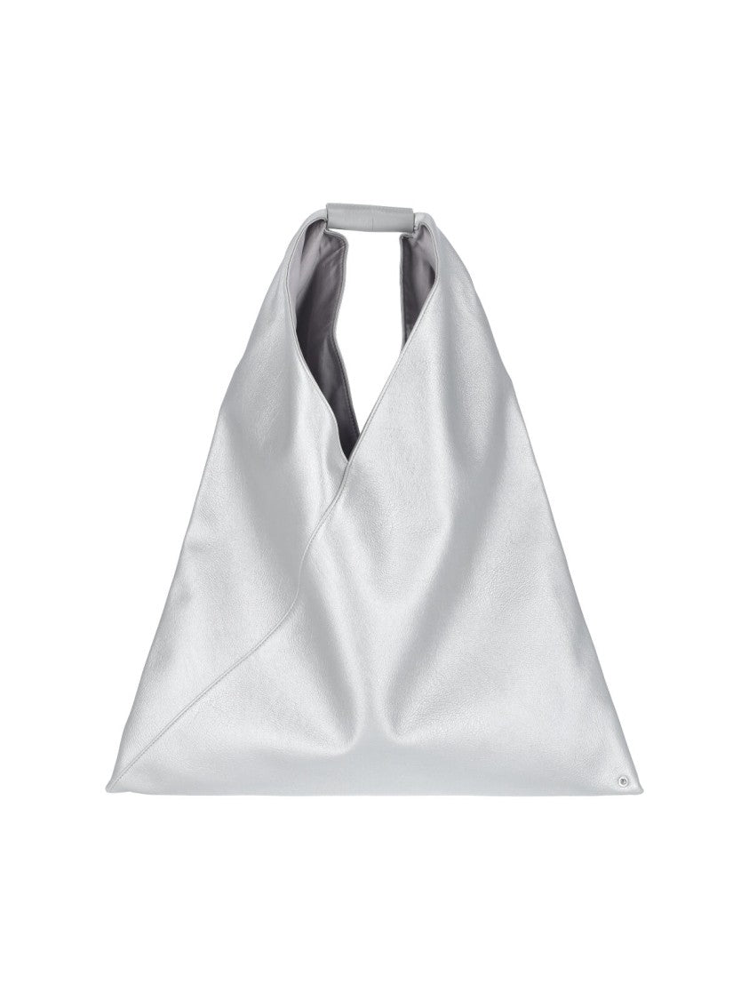 Mm6 By Maison Margiela Structured Silver Bag With Minimalistic Design