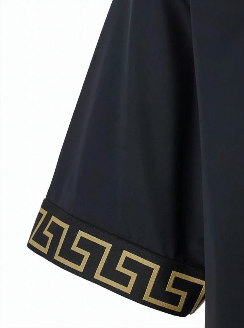 Versace Versatile Black T-Shirt With Greek Key Pattern Trim