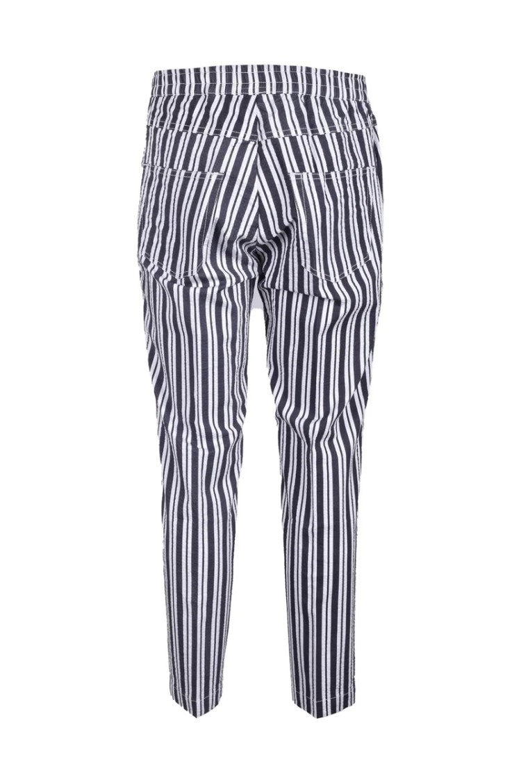 Giampaolo Tailored Blue And White Striped Trousers With Button Closure