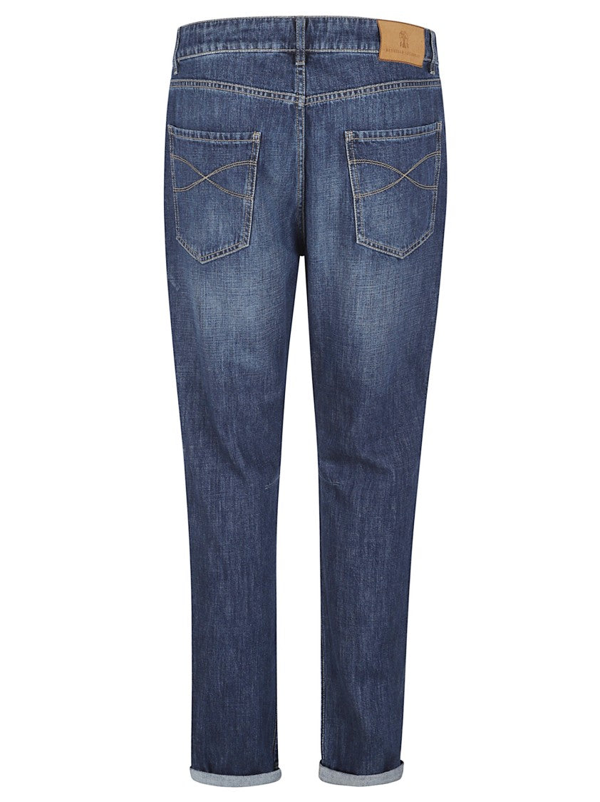 Brunello Cucinelli Medium Blue Straight-Leg Denim Jeans
