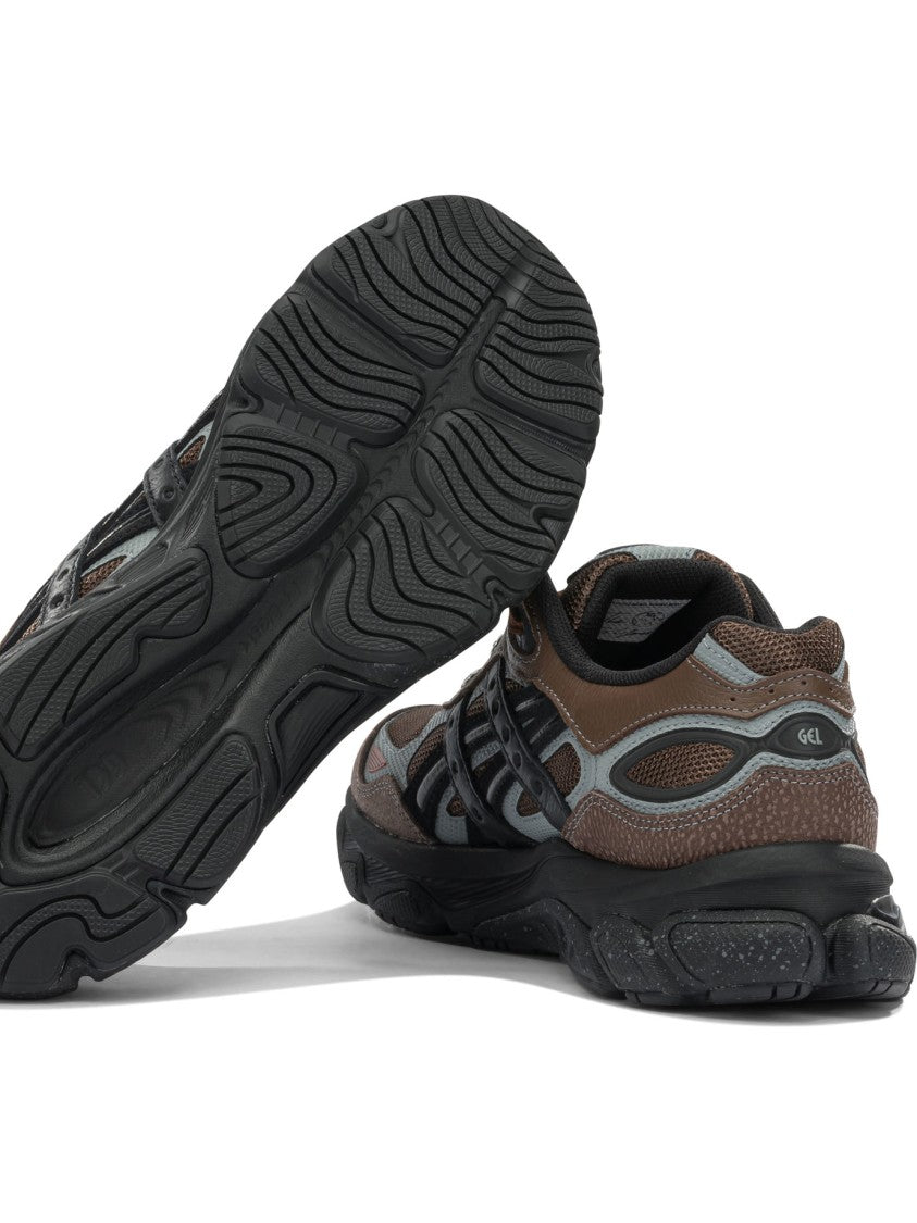 Asics Premium Leather Slip-On Sneakers With Grey Mesh Panels