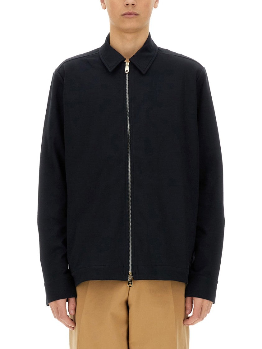 Paul Smith Black Shirt Jacket With Zip Front Closure