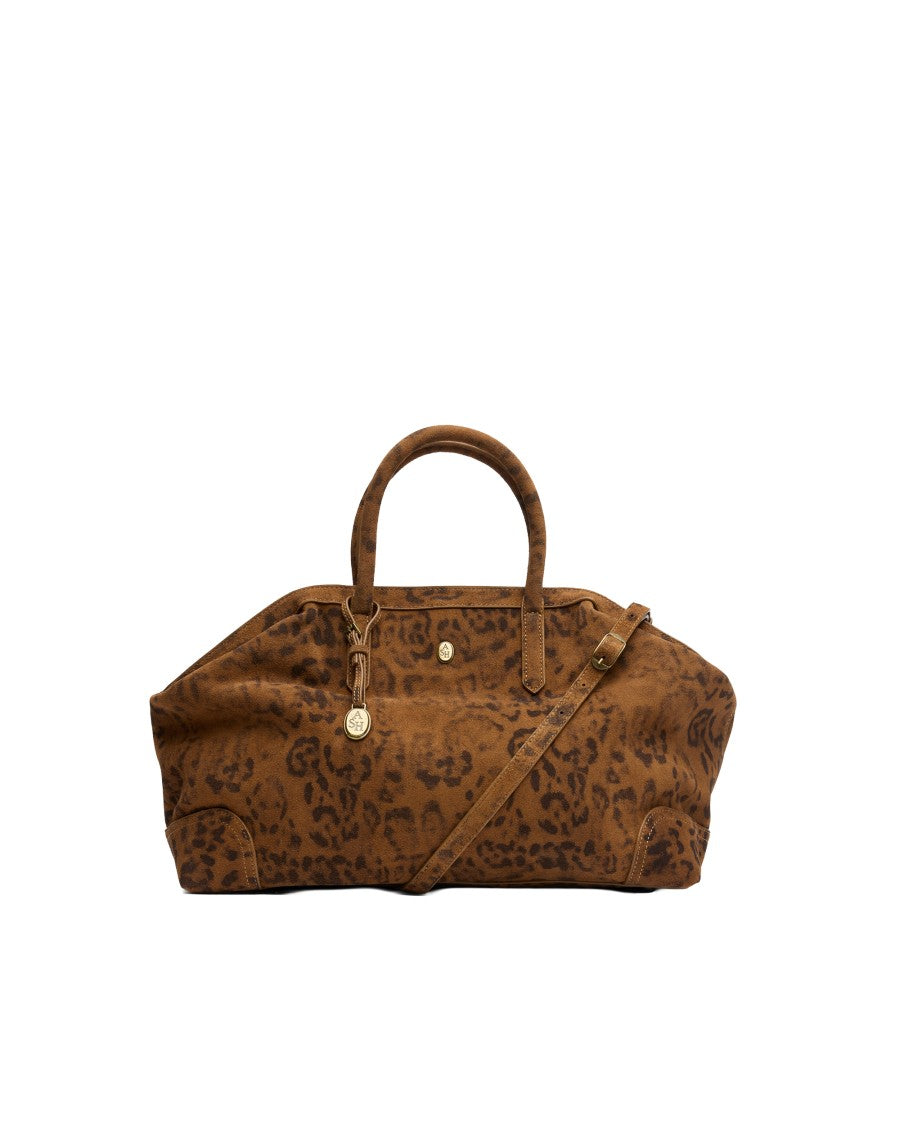Ash Leopard Print Jaqueline Suede Shoulder Bag