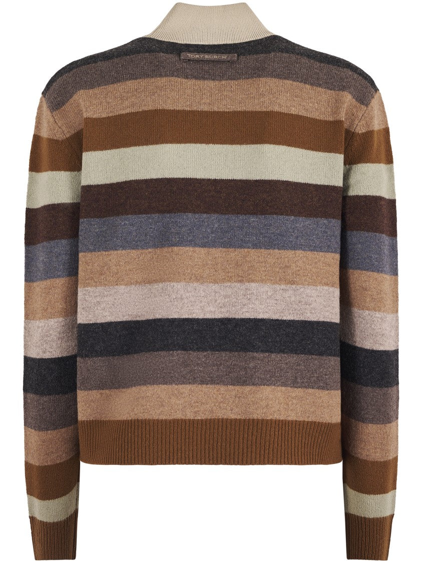 Tory Burch Relaxed Fit Merino Wool Turtleneck Sweater