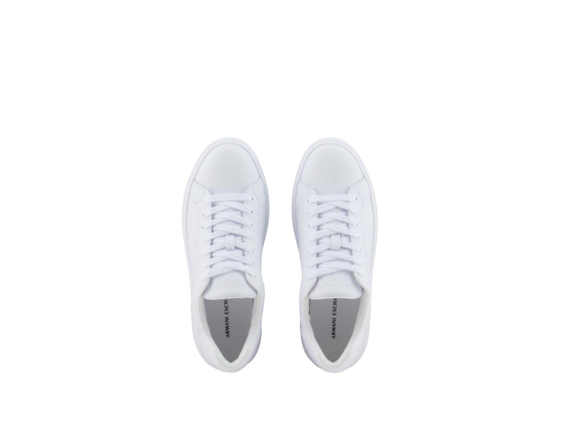 Armani Exchange Lace-Up Sneakers With Minimalist Design In Cowhide Leather