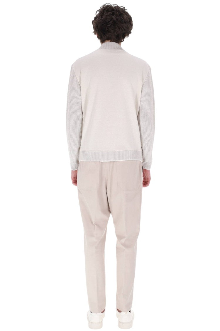 Eleventy Sabbia White Cotton-Linen Zip Jacket