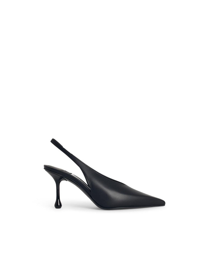 Jimmy Choo Isa 80' Black Leather Slingbacks