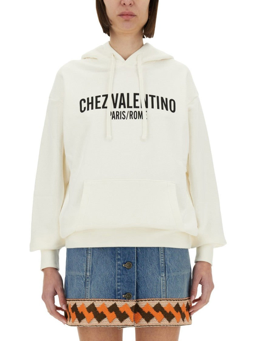 Valentino Relaxed Fit Printed Cotton Hoodie