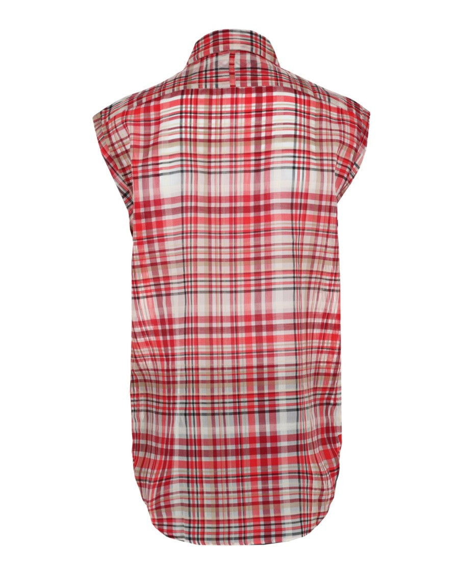Ferragamo Plaid Print Sleeveless Shirt