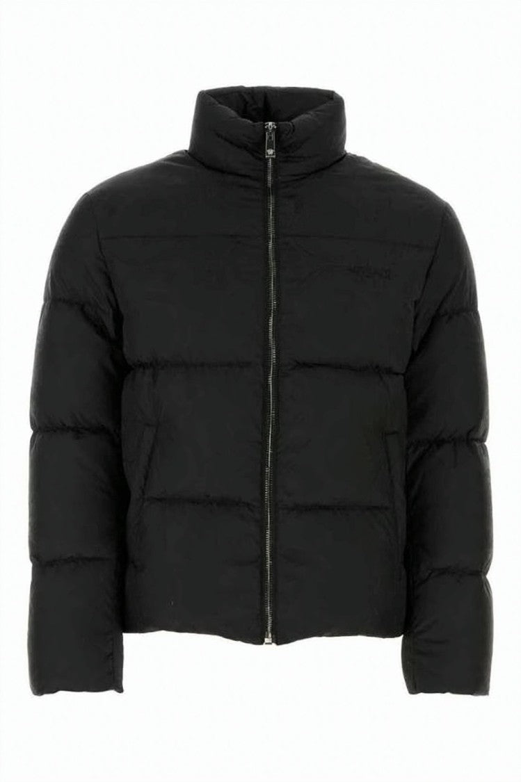 Versace Cropped High-Collar Puffer Jacket With Horizontal Quilted Padding