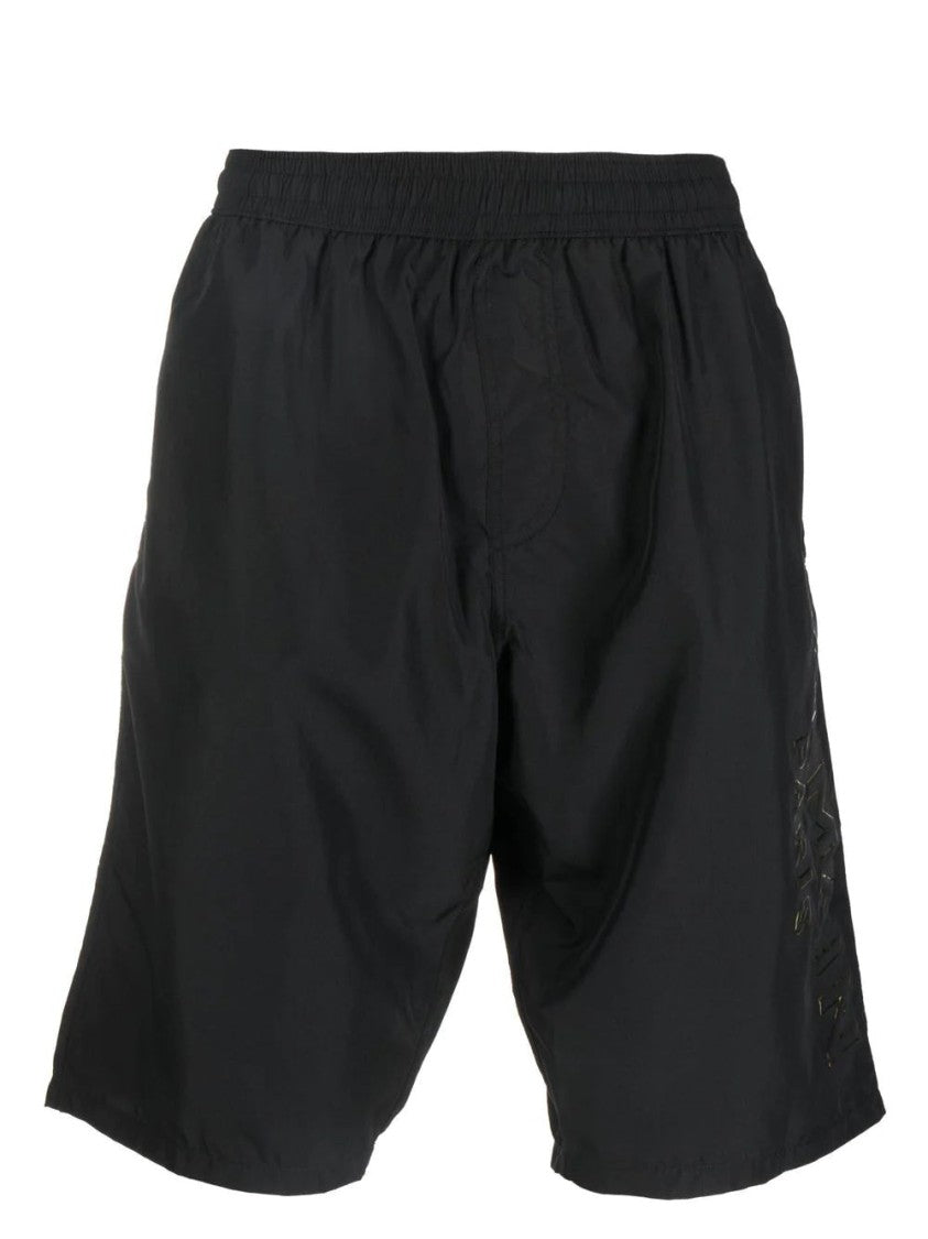 Balmain Black Swim Shorts With Glossy Logo Detail
