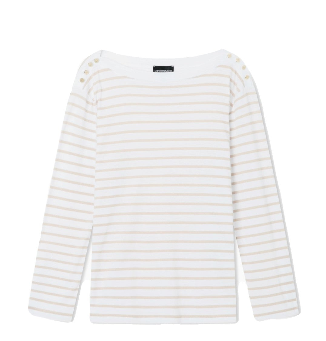 Emporio Armani Striped Modal Jersey Boat Neck Sweater