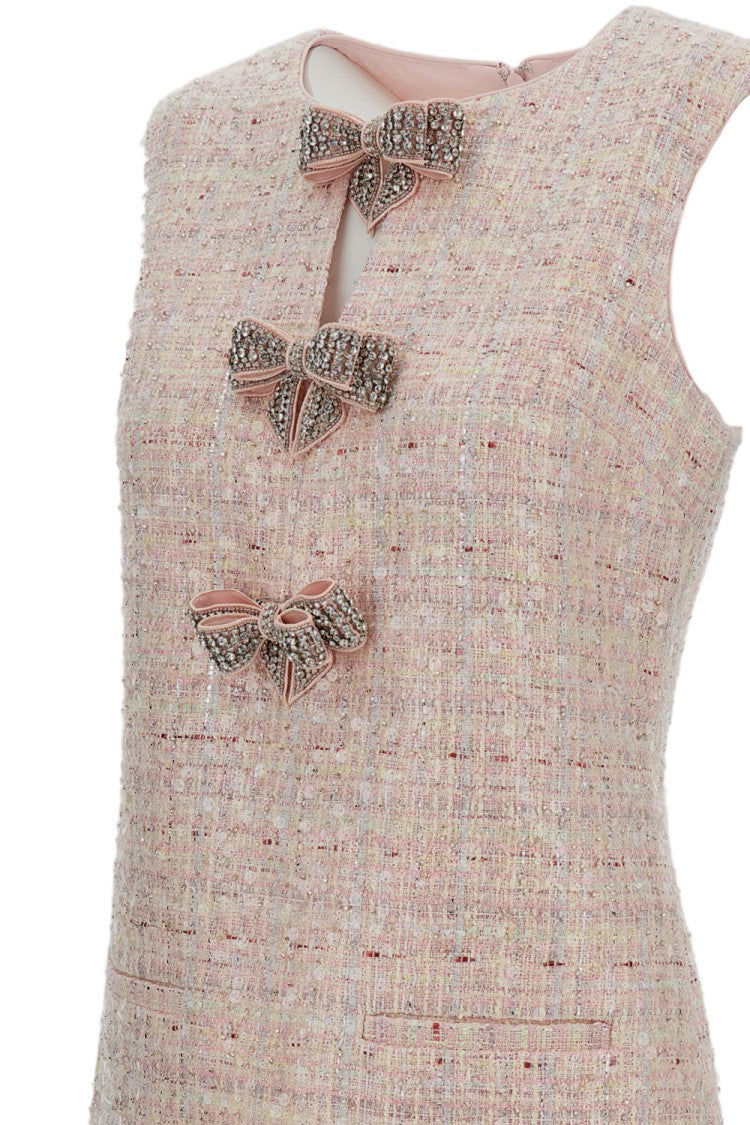 Self-Portrait Sequin Boucle Bow Mini Dress