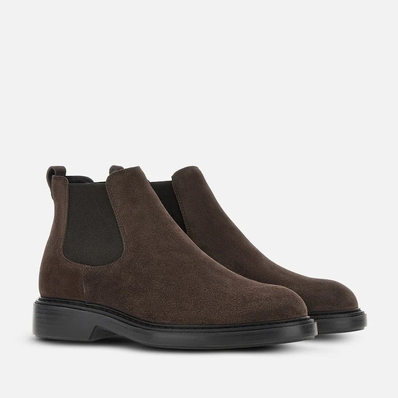 Hogan Dark Brown Suede Chelsea Boots