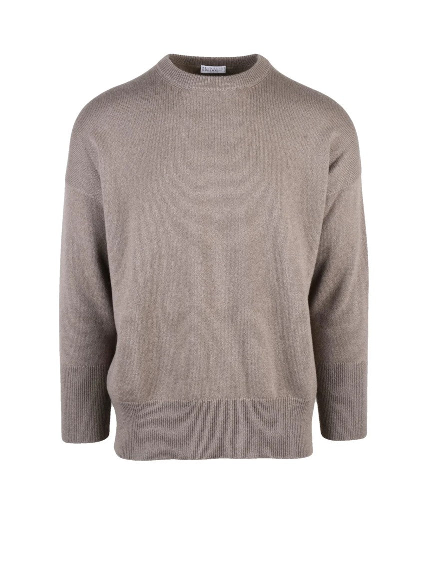 Brunello Cucinelli Crew Neck Pullover In Soft Cashmere And Relaxed Fit