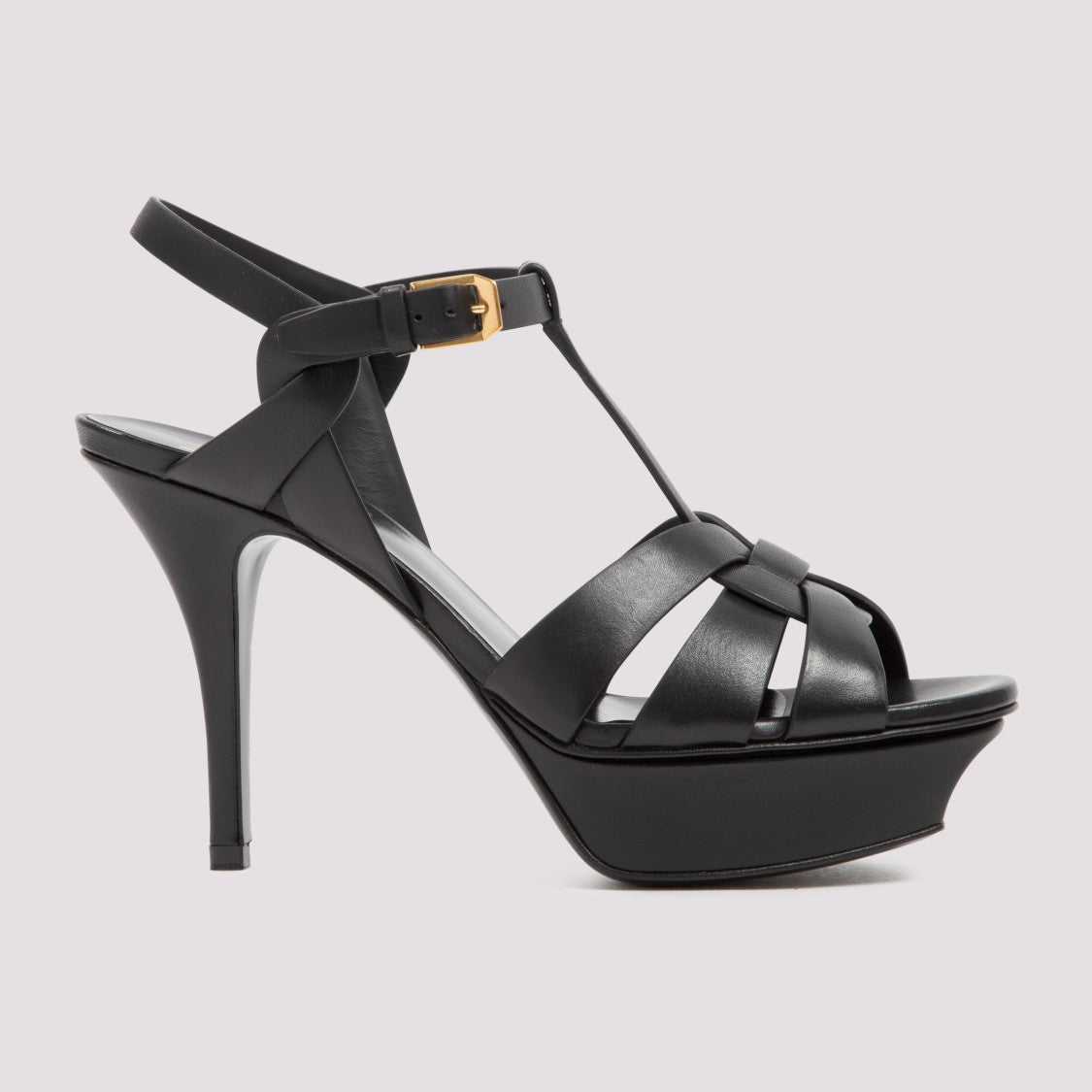 Saint Laurent Black Leather Tribute Sandals