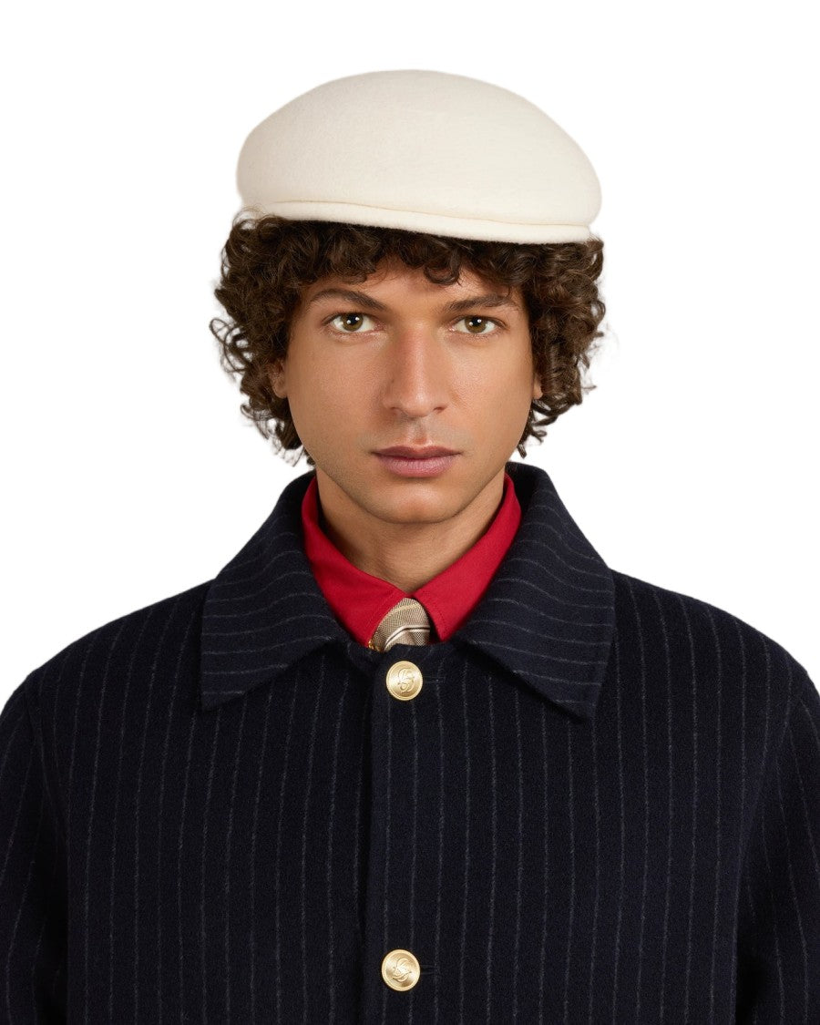 Drôle De Monsieur Dark Navy Striped Double-Sided Wool-Blend Coat