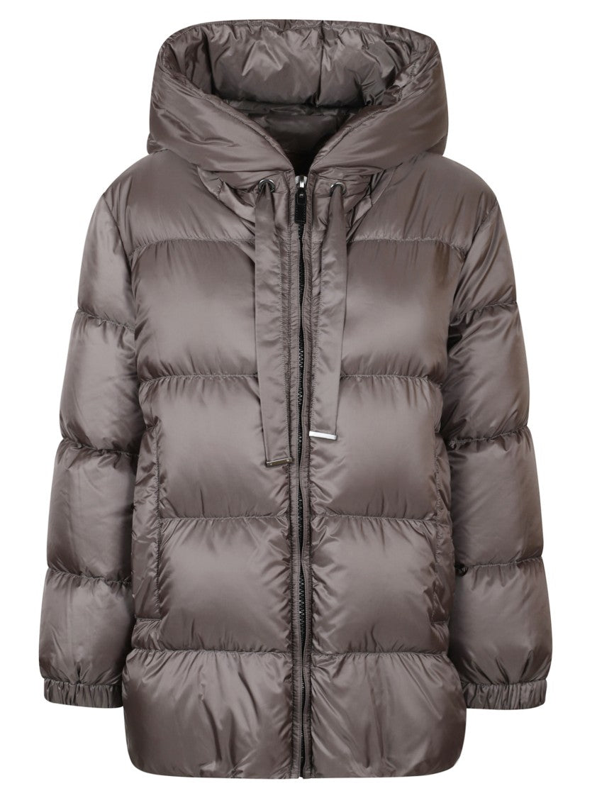 Max Mara Quilted Down Coat With Hood And Front Zipper Closure