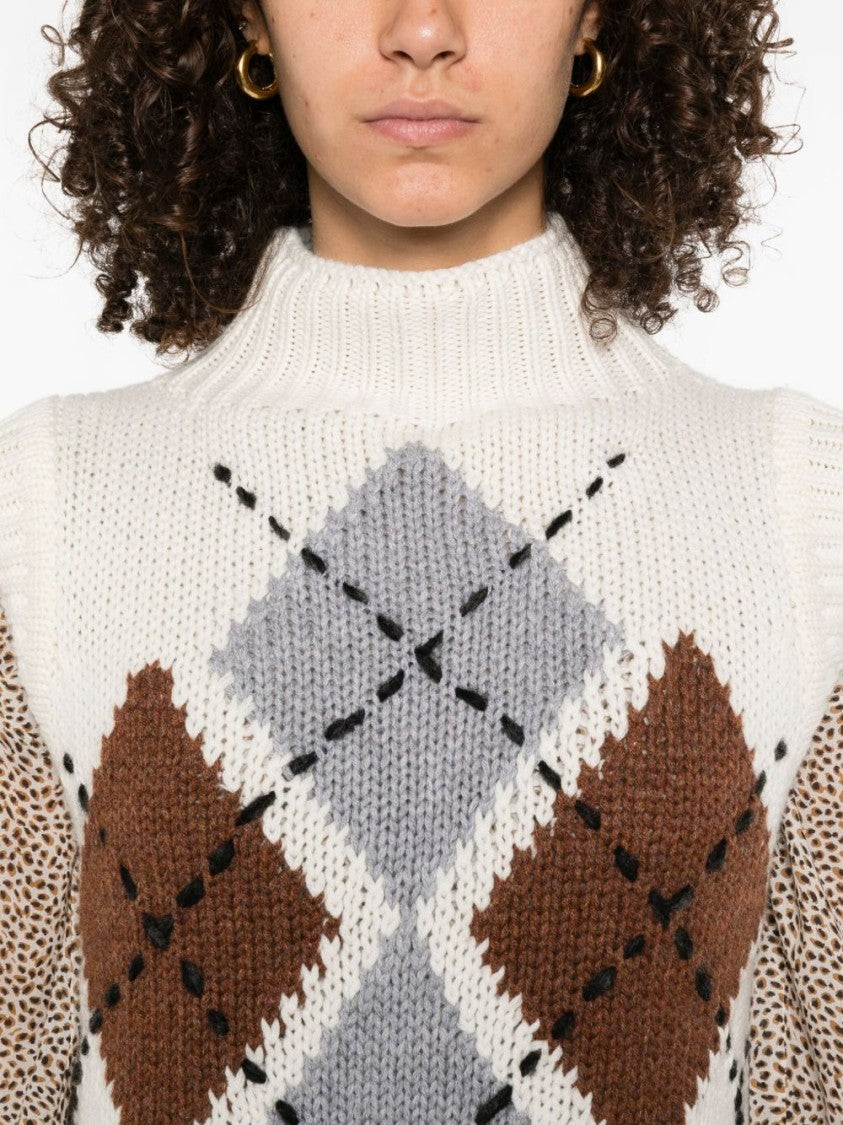 Ermanno Scervino Multicolour Cashmere Sweater With Argyle Pattern