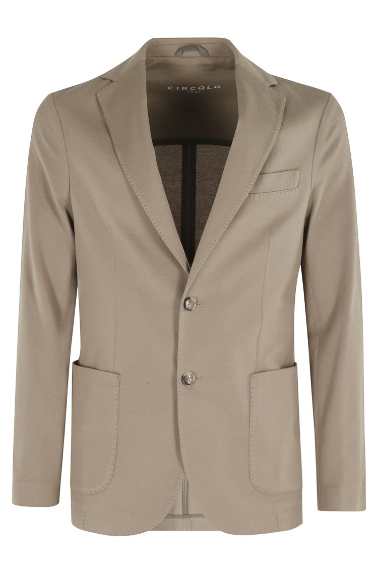 Circolo 1901 Beige Premium Patch Pocket Button Cuffs Cotton-Blend Blazer