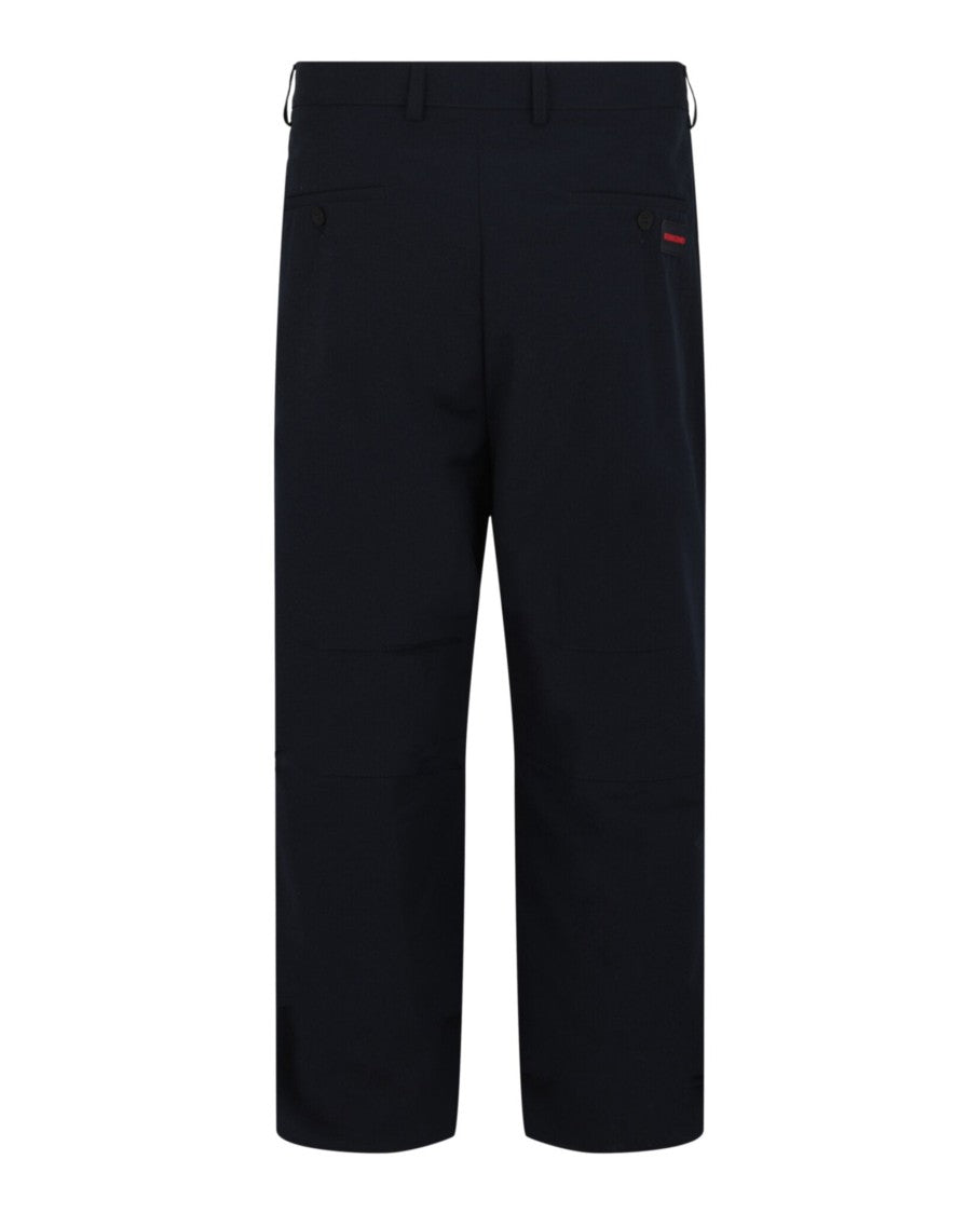 Ferragamo Mid Rise Loose Fit Straight-Leg Pants With Stitched Creases