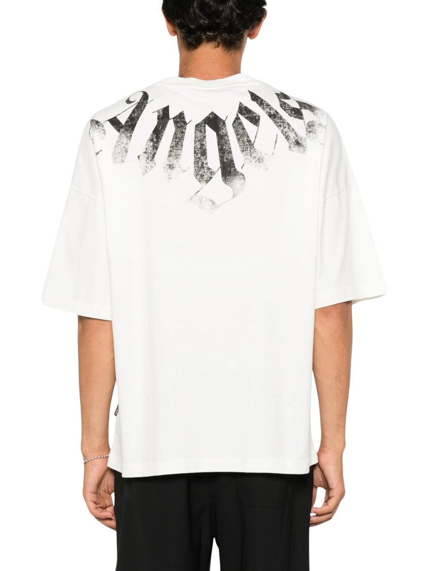 Palm Angels Big Neck White Logo Cotton T-Shirt