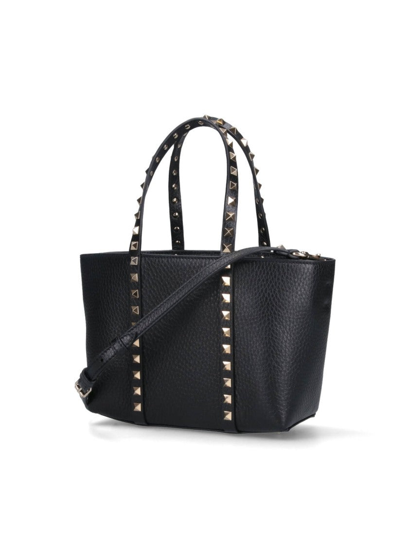Valentino Garavani Small 'Rockstud' Top Handle Bag – Black