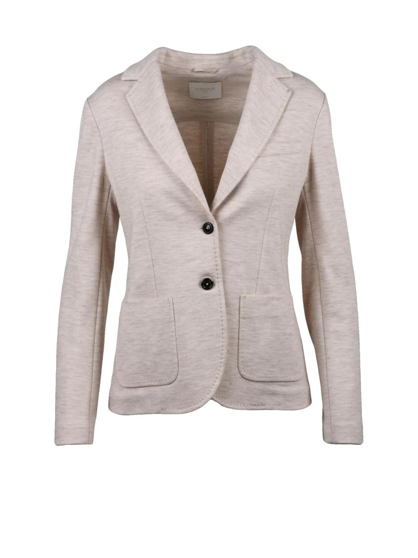 Circolo 1901 Tailored Beige Sweatshirt Blazer With Notched Lapel And Cashmere Blend