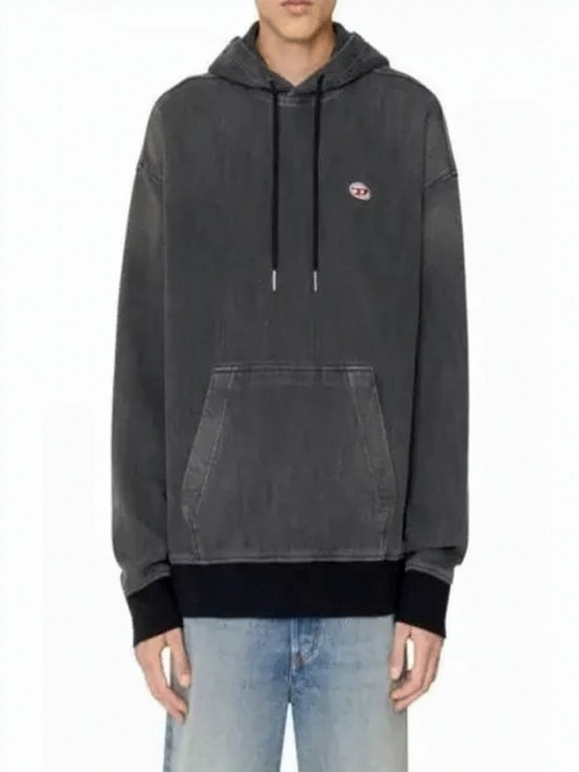 Diesel Washed Black Relaxed Fit Hoodie