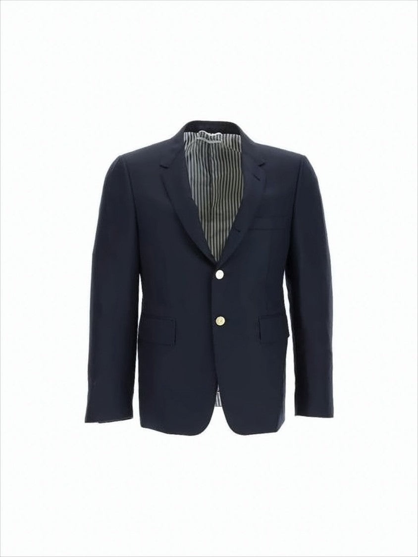 Thom Browne Tailored Black Wool Suit Jacket With Notched Lapel