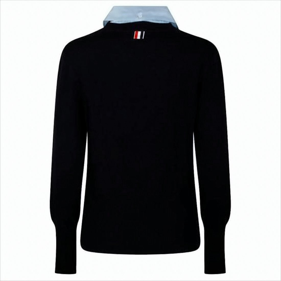 Thom Browne Black Wool Sweater With Striped Ribbon Bow Detail