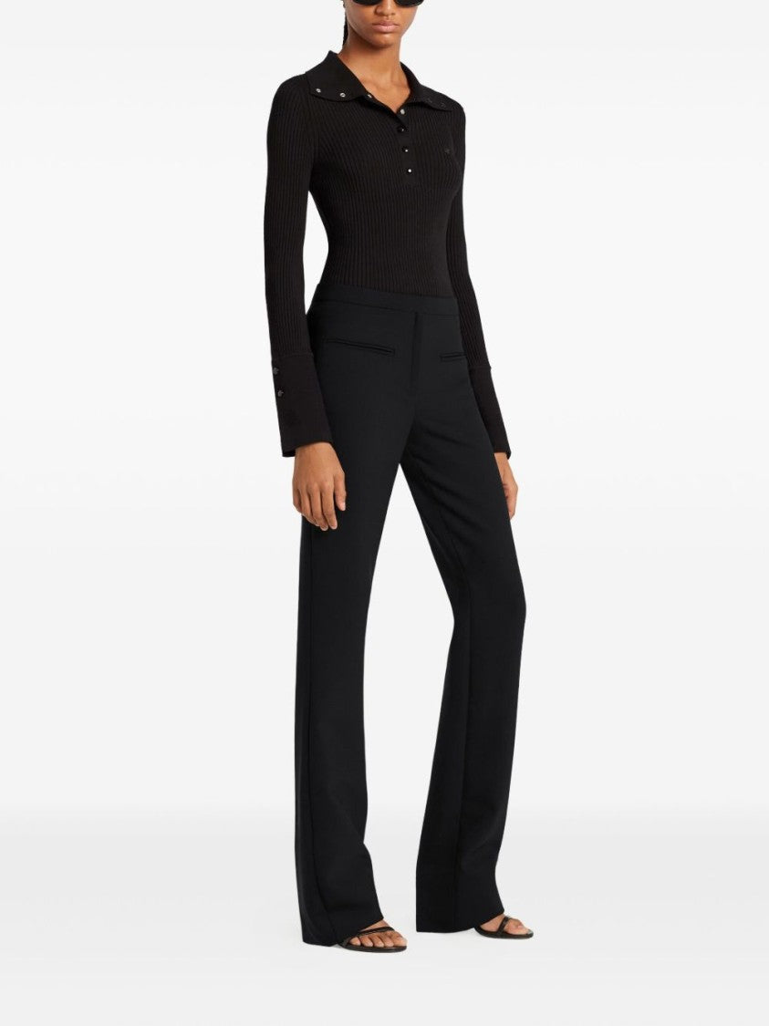 Courrèges Fitted Ribbed Long-Sleeve Top With Unique Collar