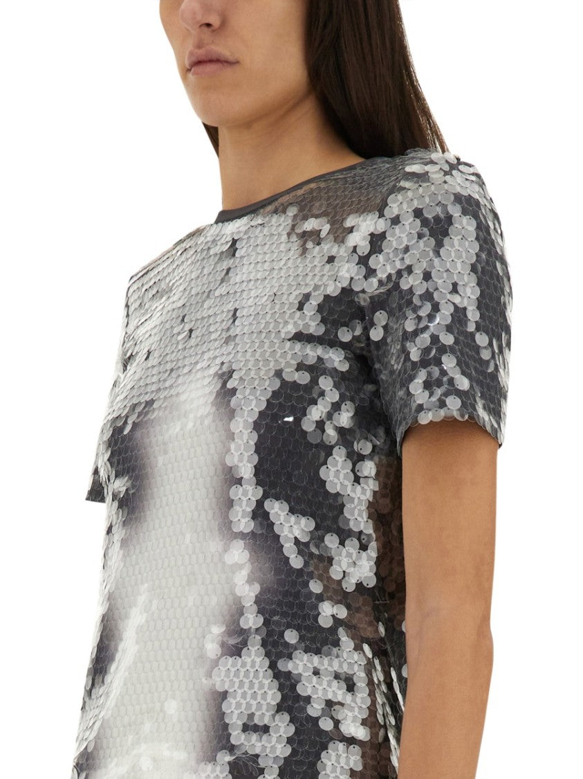Sportmax Gradient Sequined Fitted Top With Short Sleeves