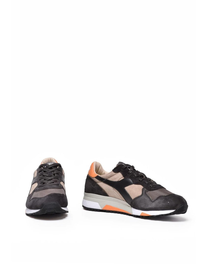 Diadora Heritage Black Beige Leather Polyester Sneakers